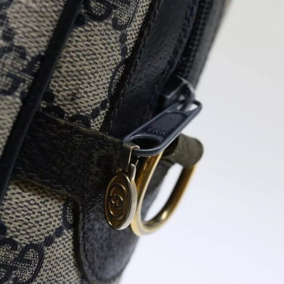 GUCCI GG Canvas Sherry Line Hand Bag PVC 2way Navy Red - Picture 11 of 16